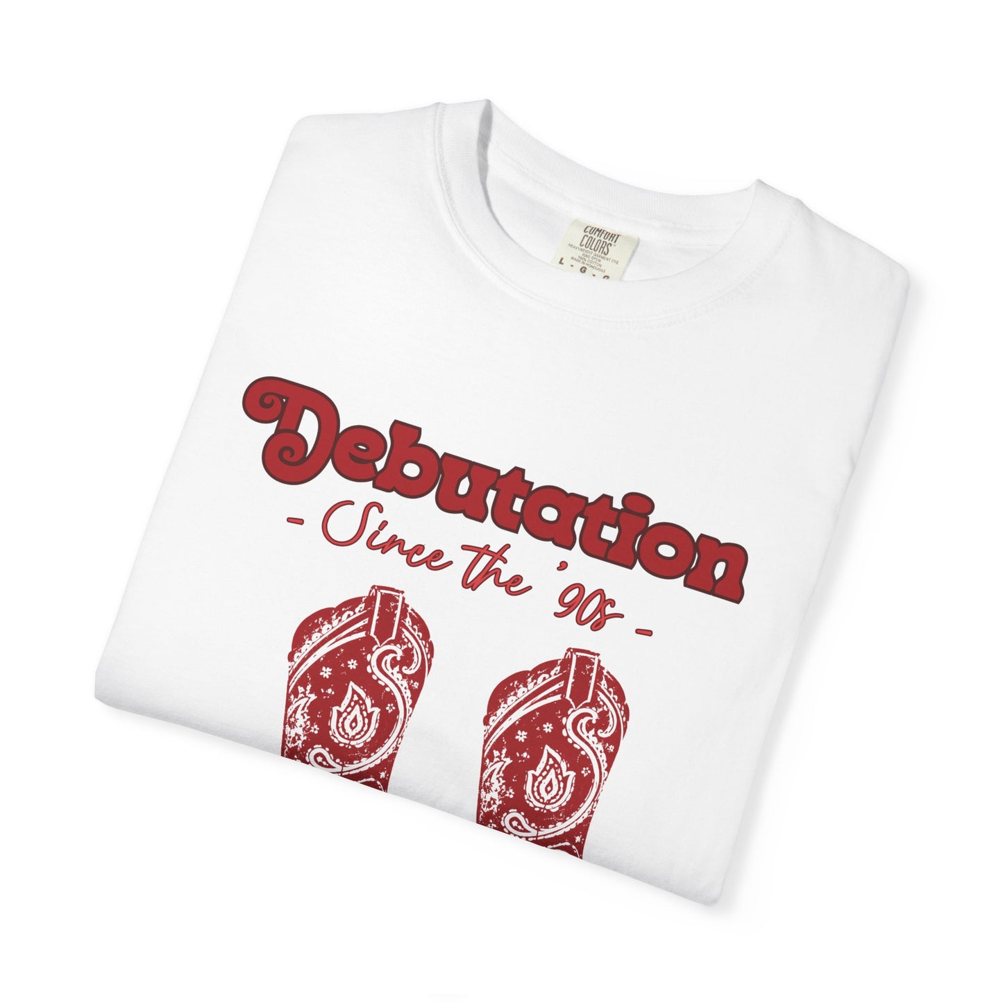 Debutation Red Paisley Boots T-shirt