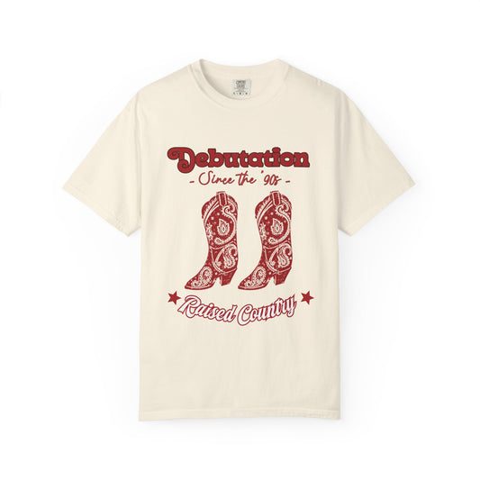 Debutation Red Paisley Boots T-shirt