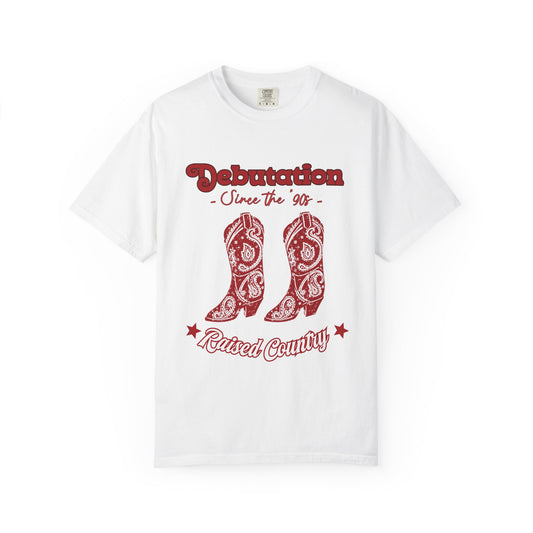 Debutation Red Paisley Boots T-shirt