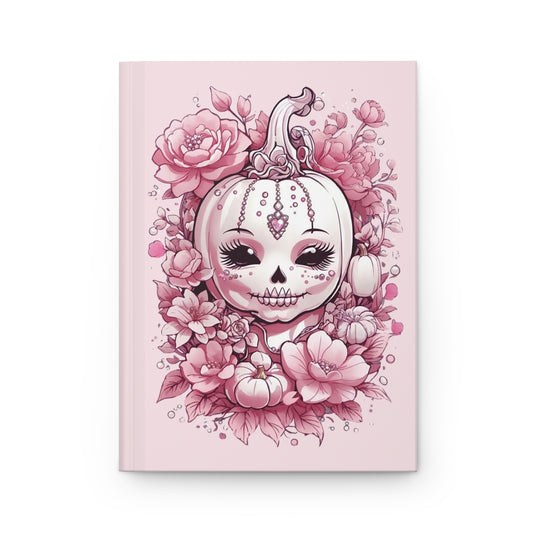 Journal with Baby Pink pumpkin with pink flowers design and jewelry 